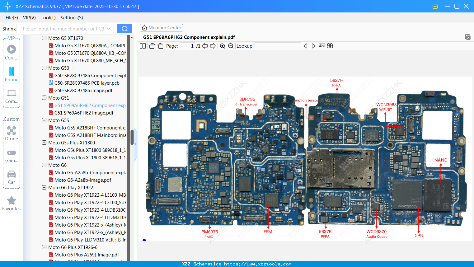 Motorola G51 SP69A6PH62 Component Explain